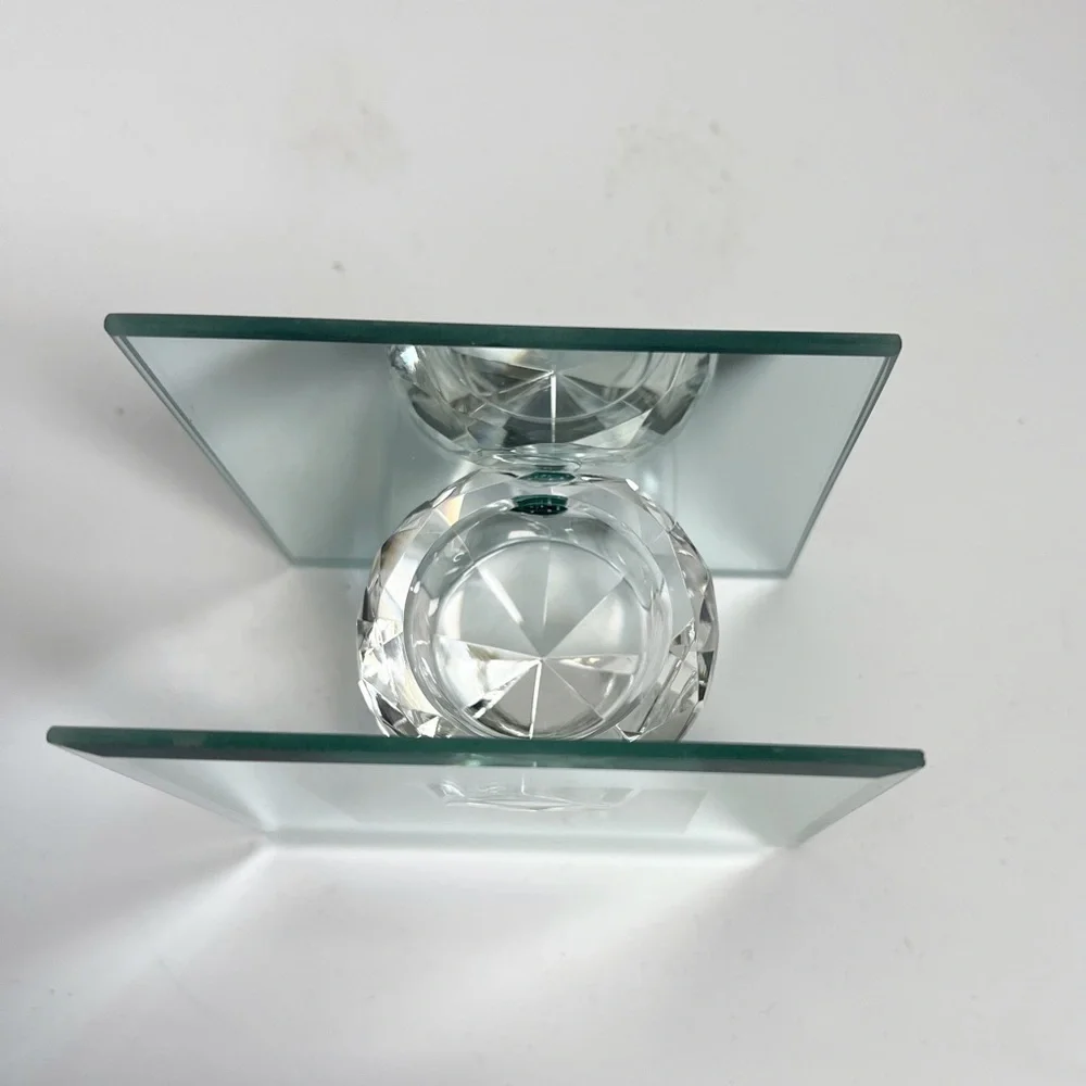 Diamond and Mirror glass Tea Light Holder NWT